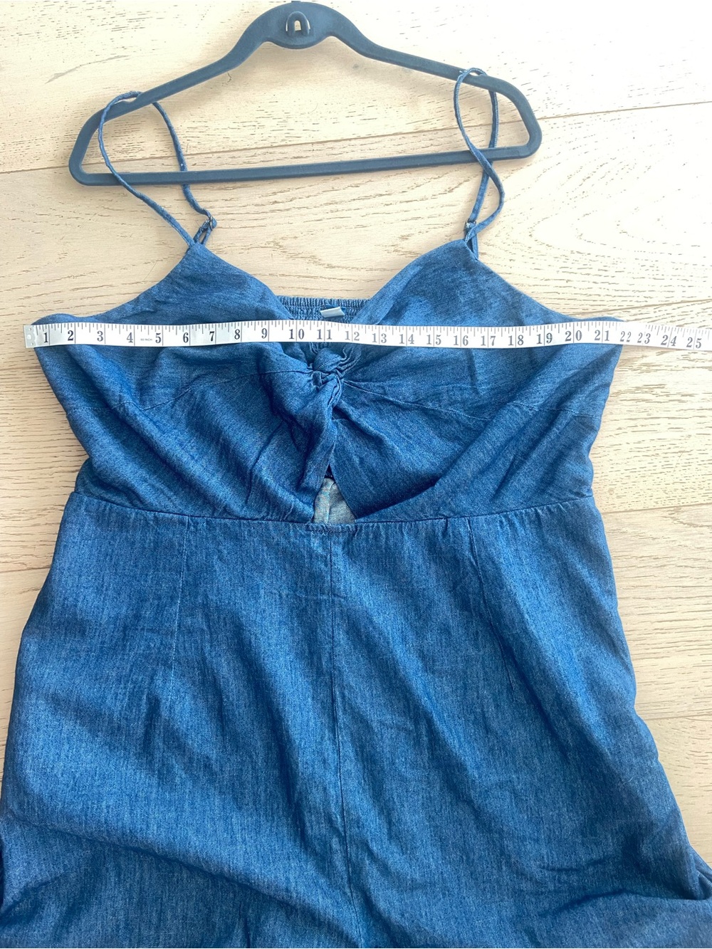NWT XXL Tall Chambray Romper Twist Front Fit Flare Cotton NWT - Picture 8 of 10